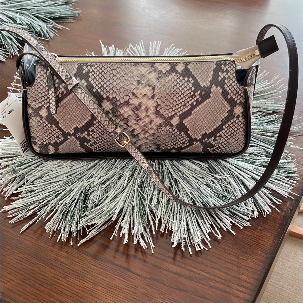 H&M Snakeskin Shoulder Bag - Black and Cream